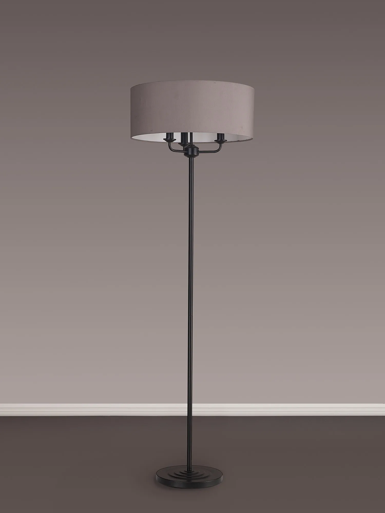 Banyan 45cm 3 Light Floor Lamp Matt Black; Grey DK1066  Deco Banyan MB GR